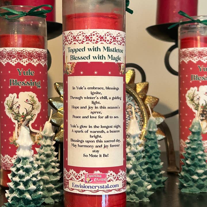 Envision Crystal - Wholesale Jar/Filled Candle - Yule Classic Christmas 7 Day Candle Scented - Witchy Spell1