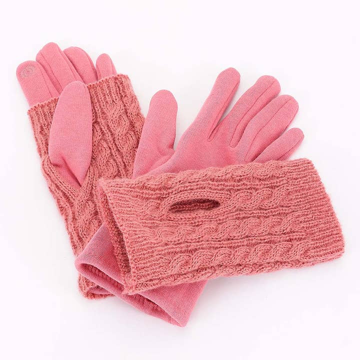 3AM BY H&D ACCESSORIES - Wholesale Gloves - Women's - Polyester Fleece 2pcs Knitted Gloves8