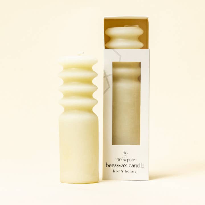 6" 100% Beeswax Candle - White for wholesale by Hon’s Honey