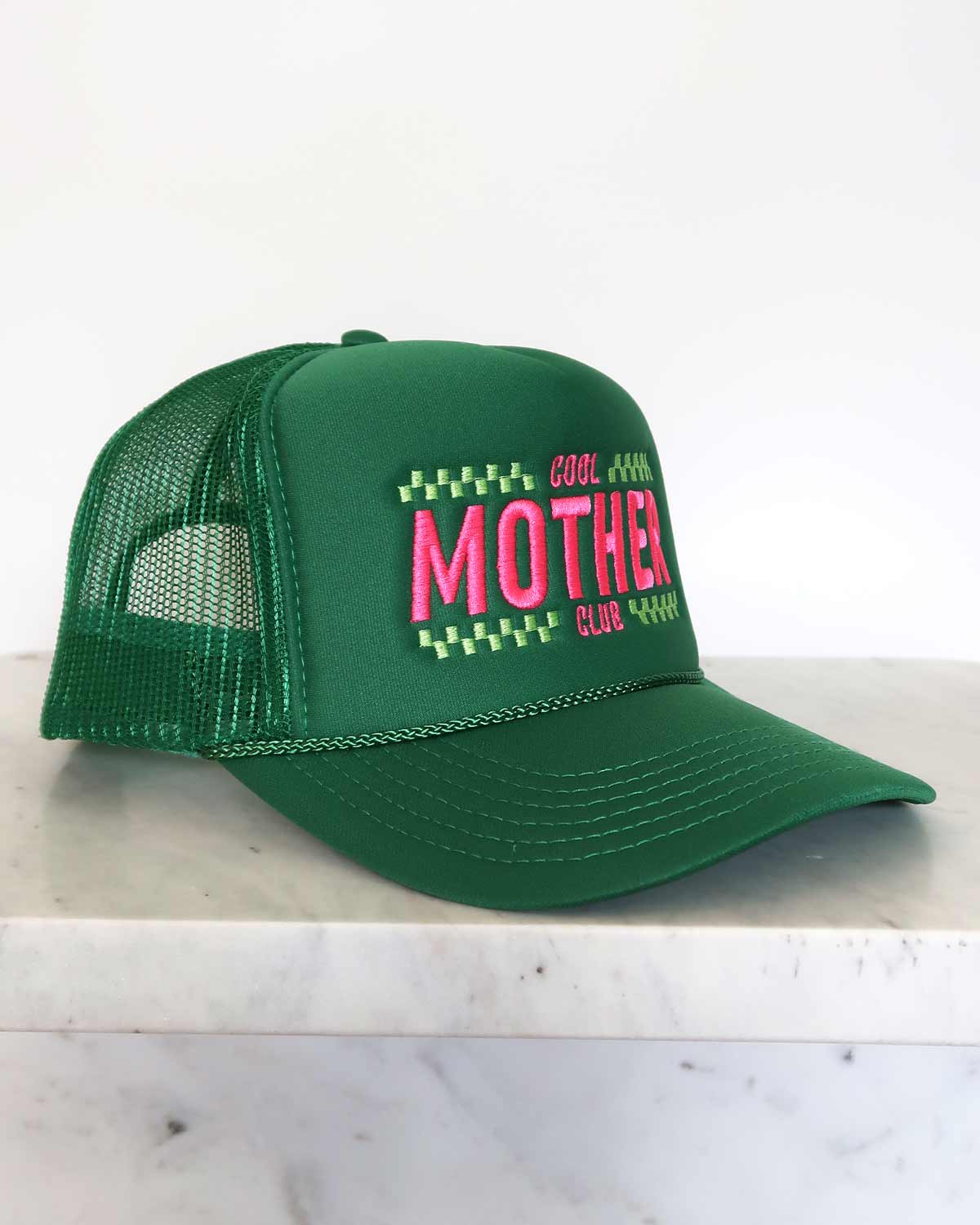 Sundrop - Wholesale Trucker Hat - Women's - Cool Mother Club Checkered Trucker Hat - High Profile Green4
