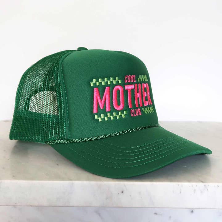 Sundrop - Wholesale Trucker Hat - Women's - Cool Mother Club Checkered Trucker Hat - High Profile Green4