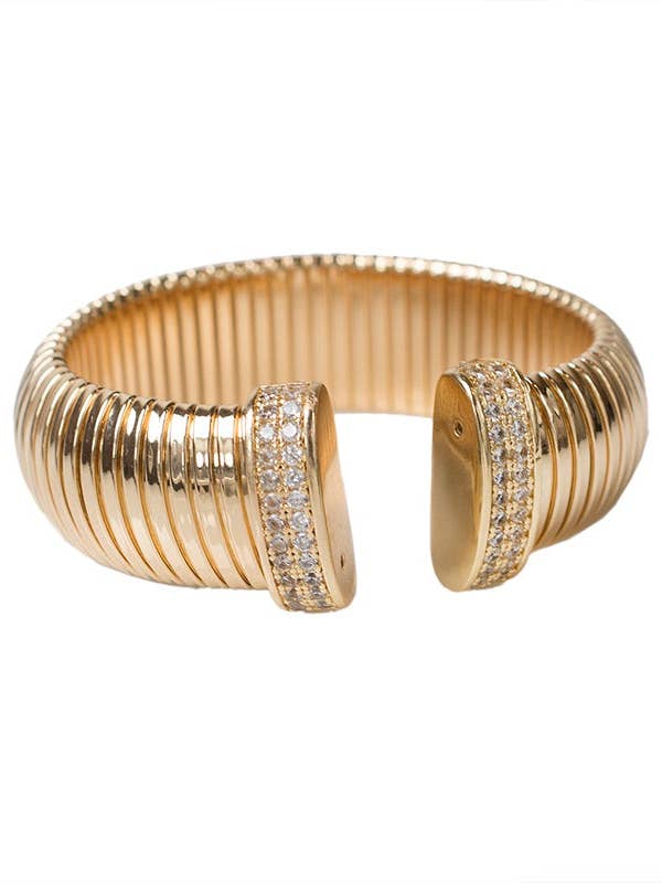 Gold Coil Bracelet for wholesale by CZ by Kenneth Jay Lane