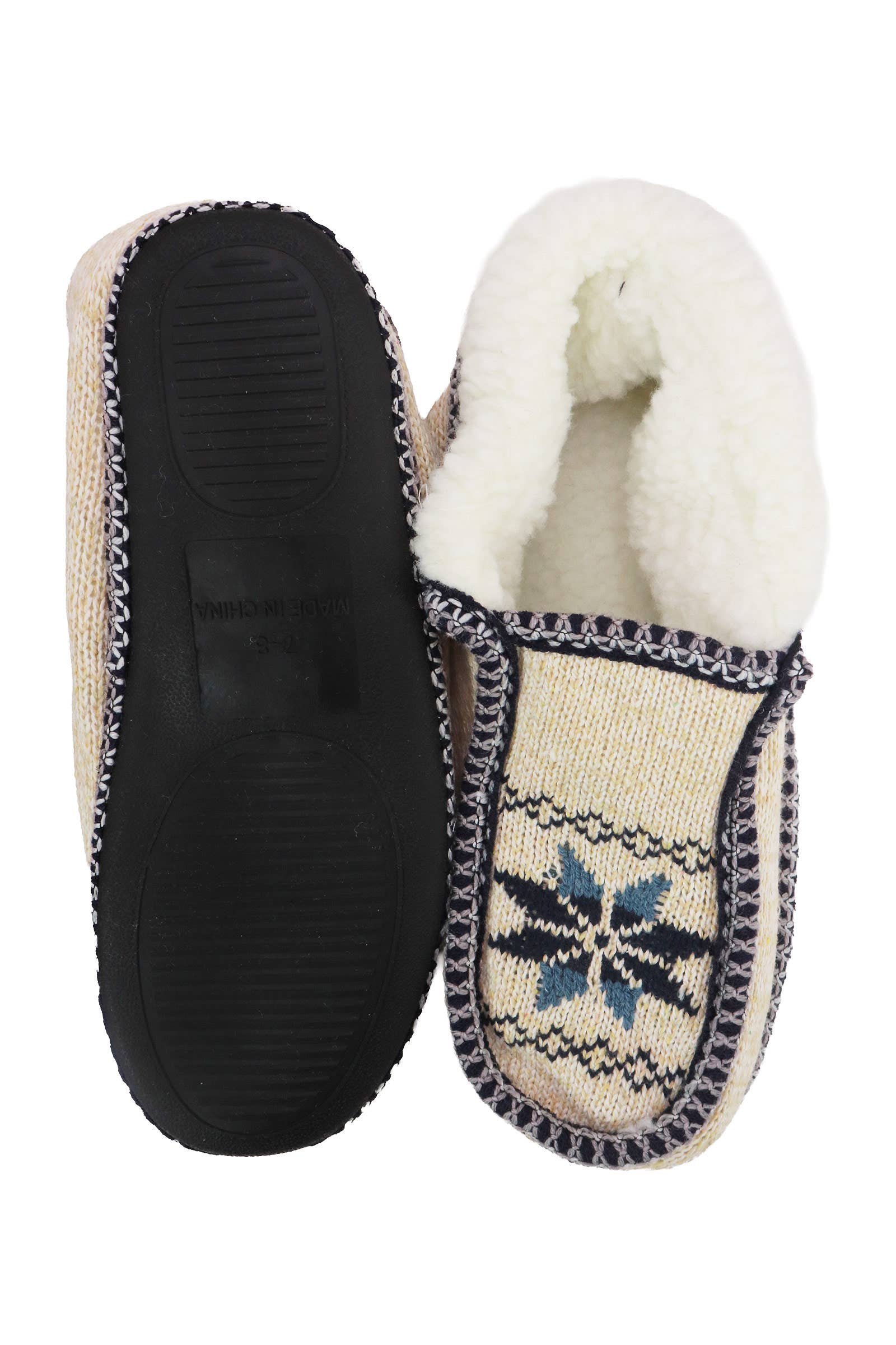 ASSORTITI Pantofole Mocassino Foderate in Pile con Fiocchi di Neve Intessuti in vendita all'ingrosso su Faire12