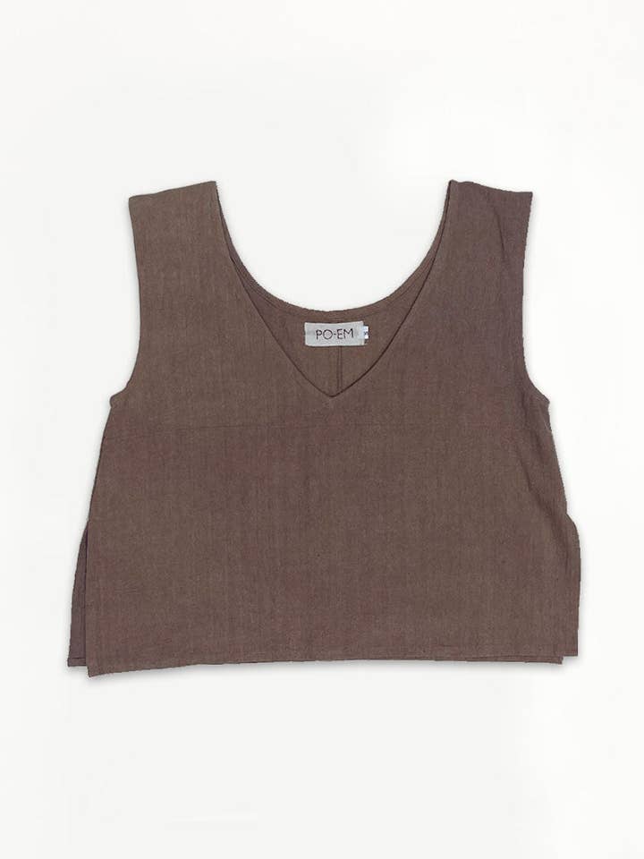 Handloom Blouse Tank Top in Bark-Brown for wholesale by PO-EM