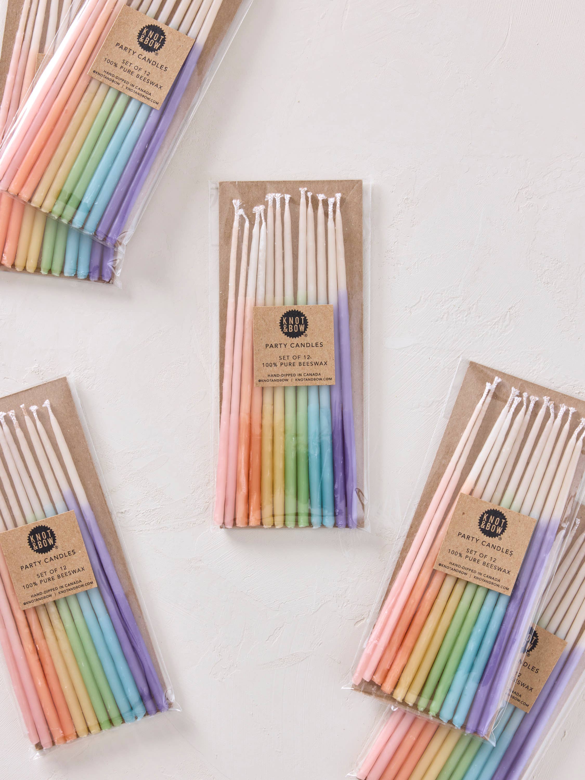Assorted Ombre Hand-dipped Beeswax Birthday Candles | Tall Rainbow Ombré for wholesale on Faire2