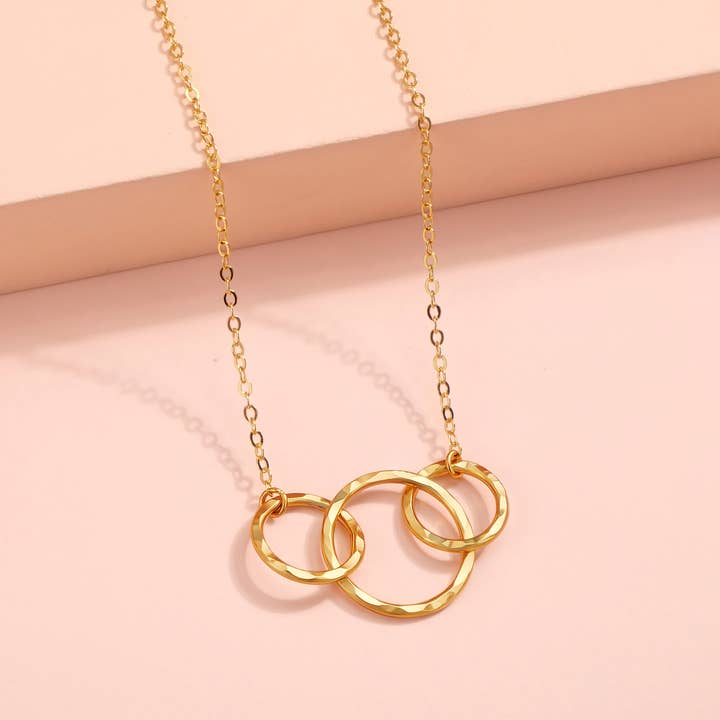 hope love shine - Wholesale Pendant/charm necklace - 30th Birthday Jewelry Gift - Gold or Silver 3 Ring Necklace1