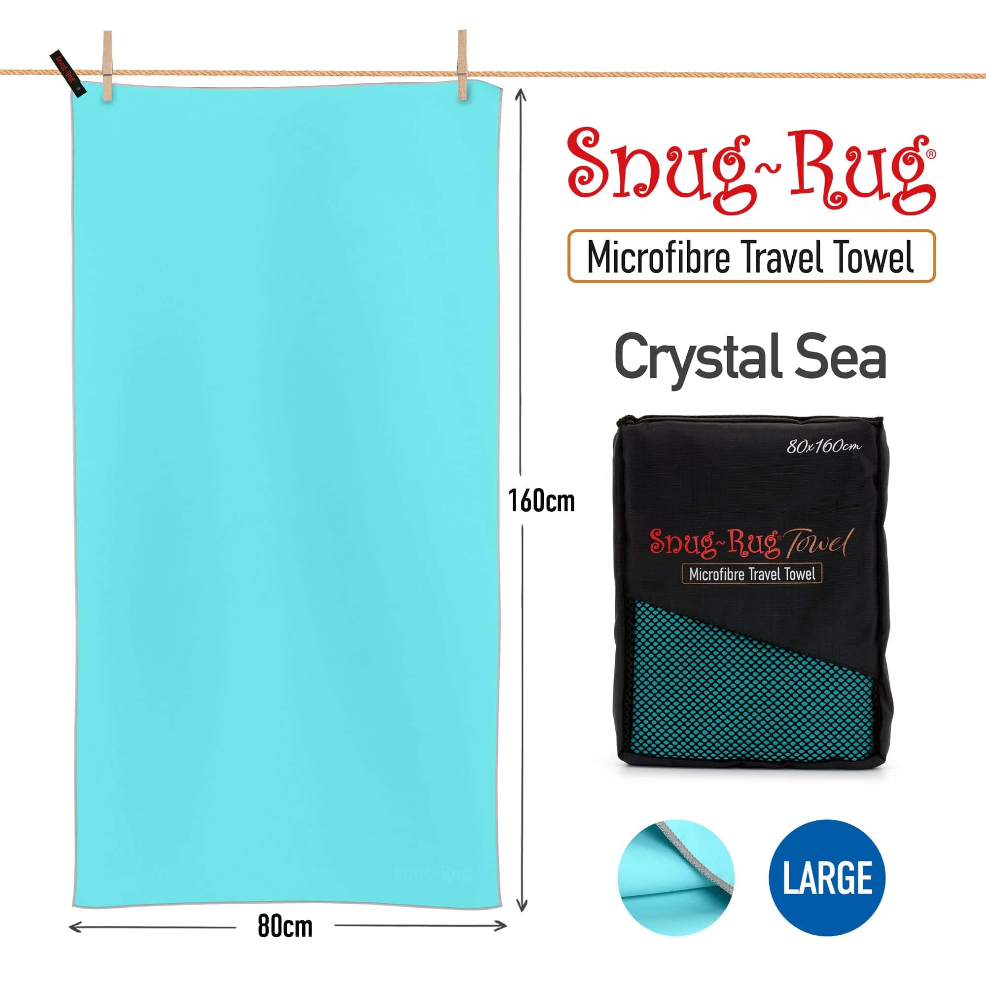 Wholesale Gifts Tomorrow - Wholesale Beach Towel - Snug Rug LG Quick Dry Beach Travel Towel Crystal Sea Blue1