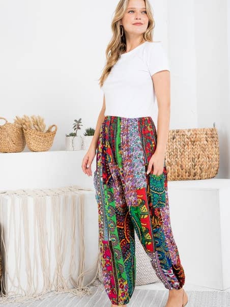 Mixed patchworks pants (KT-1311) for wholesale by Kathmandu Imports