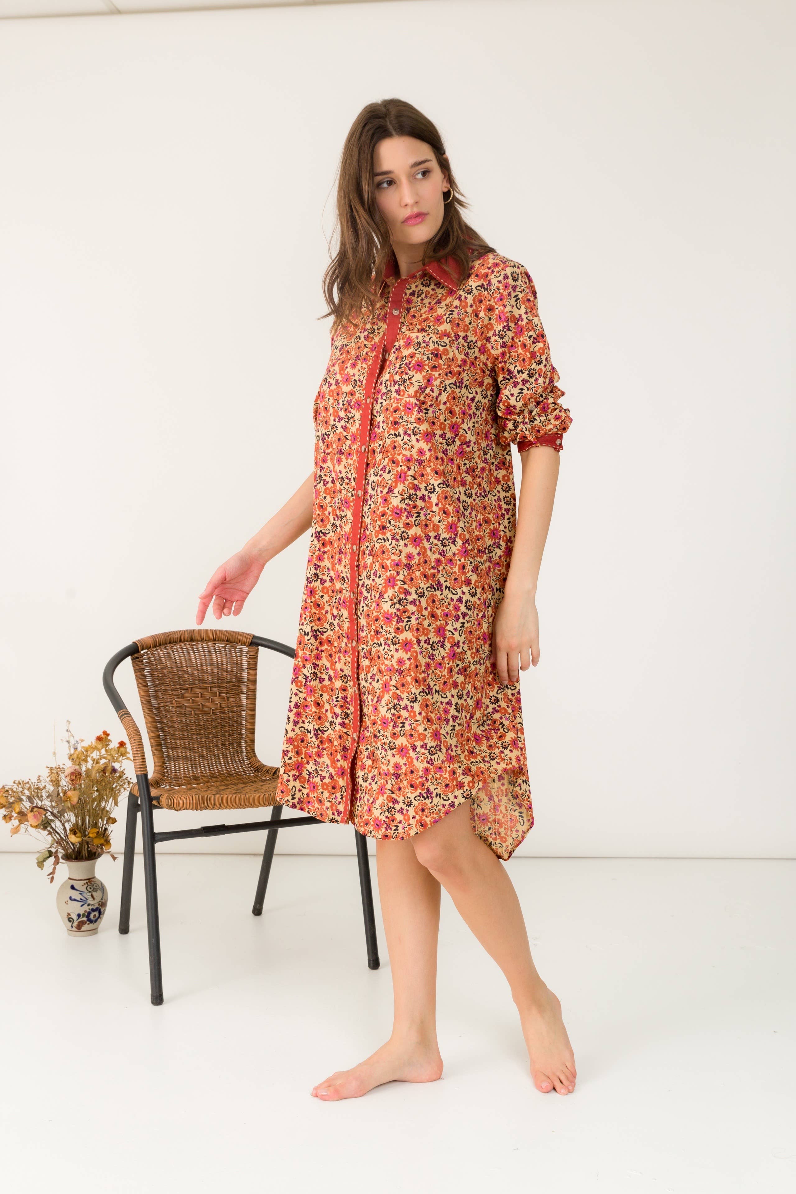 Asymmetric cotton shirt dress- Orice  for wholesale on Faire2