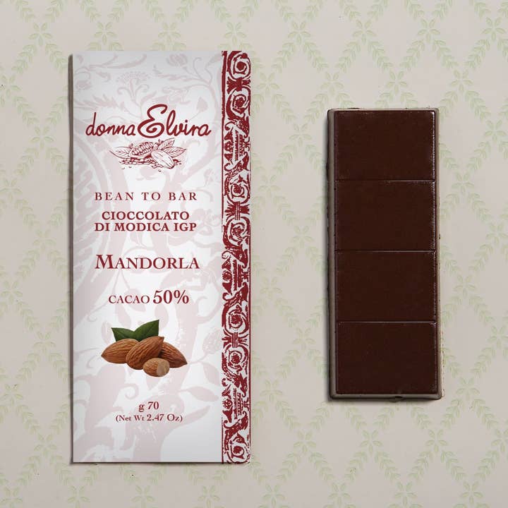 Chocolate IGP Modica com amêndoas por atacado de DONNA ELVIRA dolceria di Roccasalva Elvira