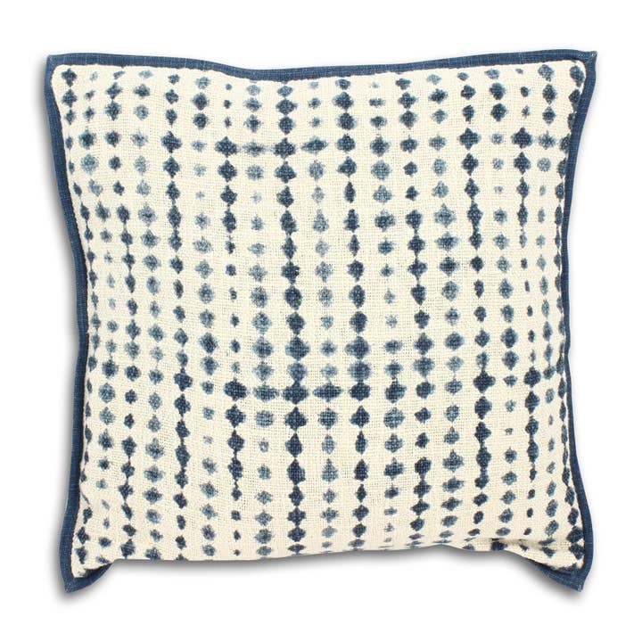 COUSSIN EN COTON IMPRIMÉ BLEU MER PASSEPOIL BLEU 45X45 GALO pour la vente par Now's Home