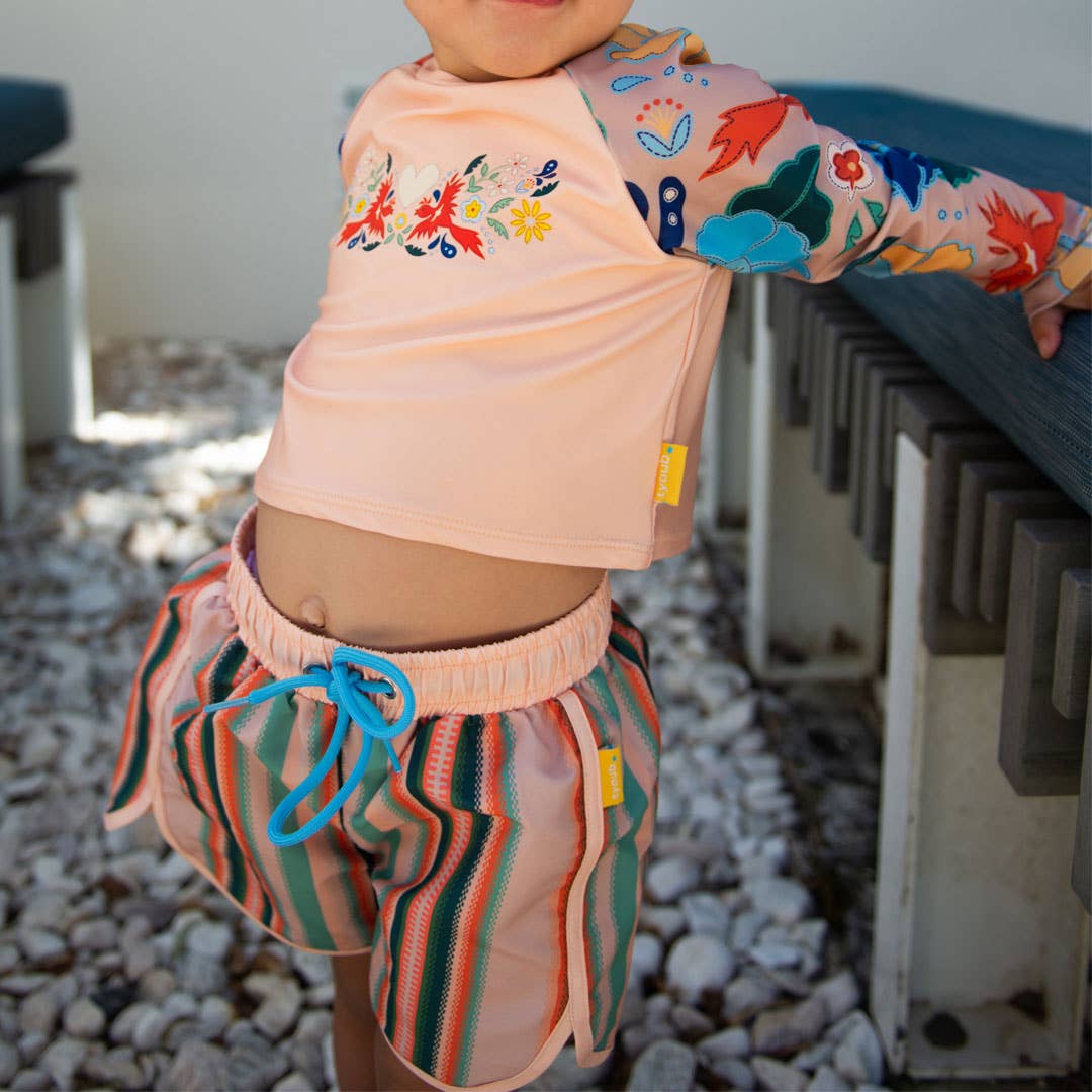 Tyoub - Venta al por mayor Bañador - Niños - Shorts deportivos de natación estilo años 70 con rayas Serape2