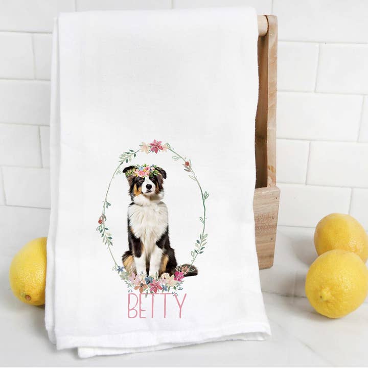 The Preppy Pineapple Home - Wholesale Tea Towel - Custom Australian Shepherd 4 Tea Towel3