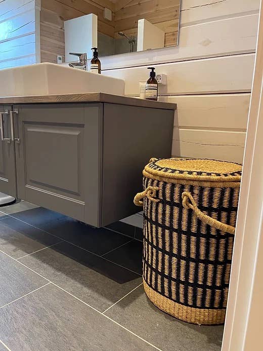 Tanga Baskets - Wholesale Laundry Basket - Bolga Laundry, Hampers Baskets - Black with Natural Pattern 2