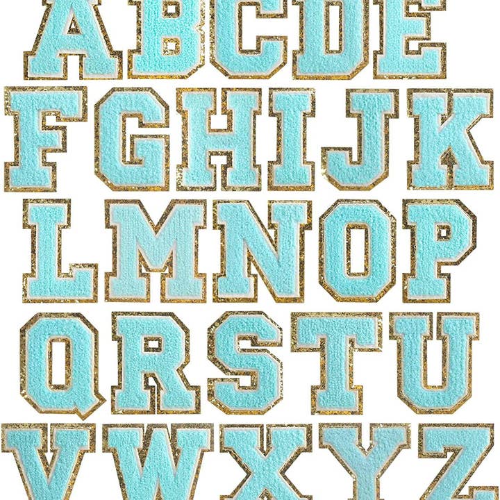 Blue Self Adhesive Chenille Letters Patches for wholesale on Faire