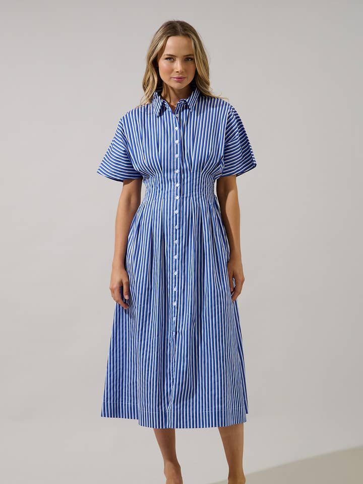 Barklin stribet Wilderra plisseret midi-kjole for engroshandel hos Sugarlips