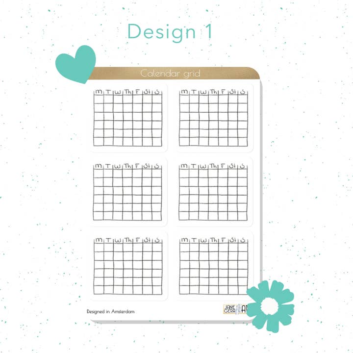 Art Bujo Boutique - Wholesale Sticker - Blank calendar grid planner stickers