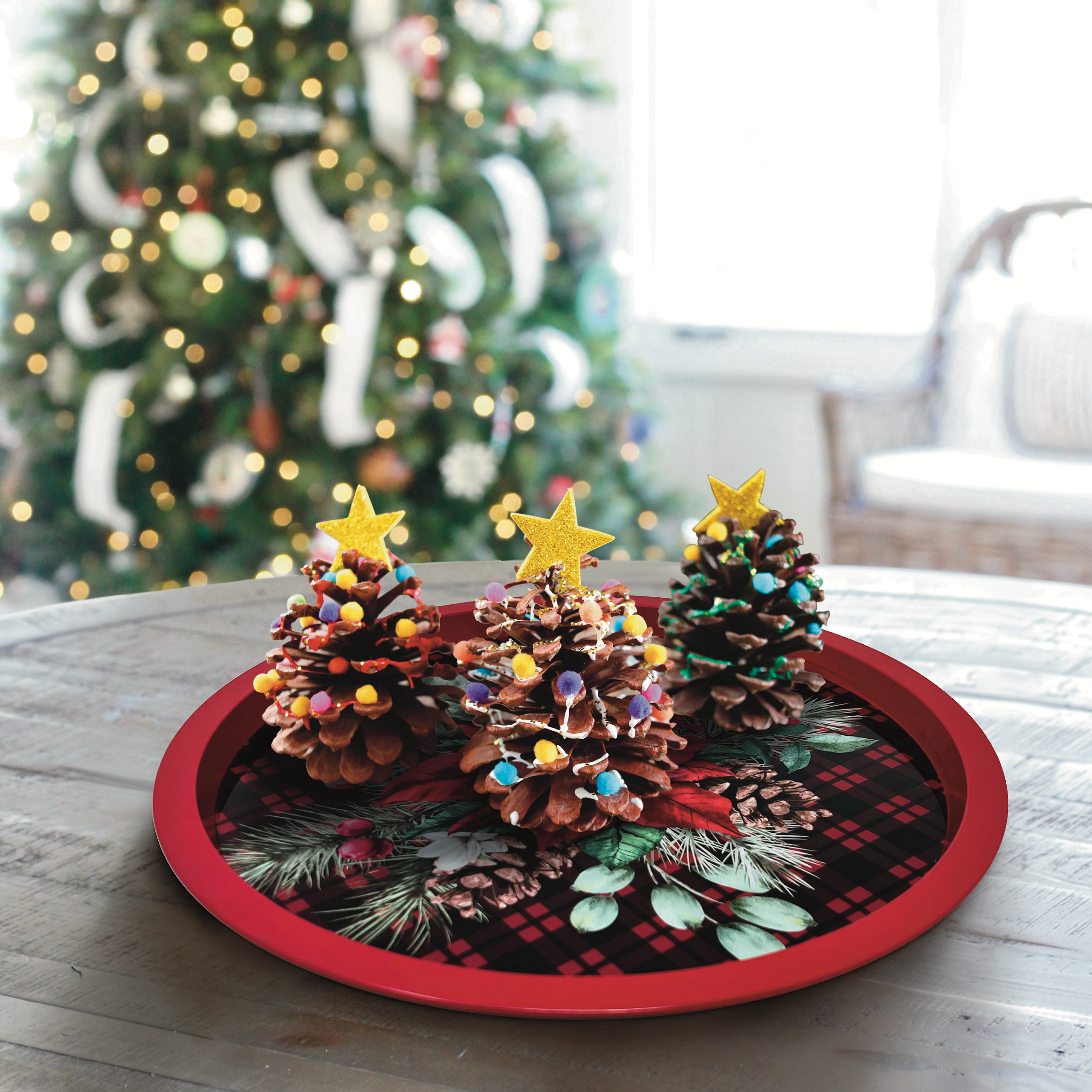 DAHO - Wholesale Christmas Decoration - DaHo Christmas Holiday 12.44'' Round Tin Tray 3Designs ASST3