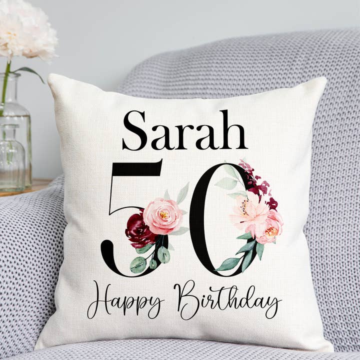 50th Birthday Cushion for wholesale by DoodlecardsBoutique