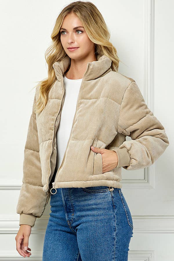 Veracci - Wholesale Puffer Jacket - Women's - Quilted Corduroy Puffer Jacket5