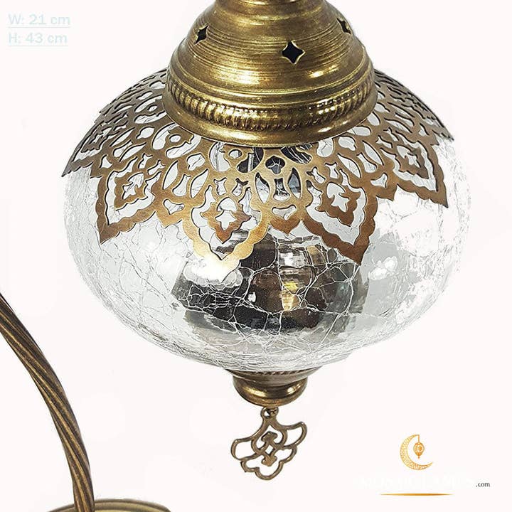 Mosaic Lamps - Wholesale Accent/Desk Lamp - Clear Crackle Glass Swan Neck Table Lamp, Ottoman Gooseneck