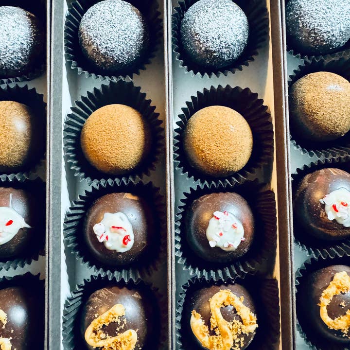 Burke Hollow Chocolate Co. - Wholesale Chocolate Box - VT Winter Collection Handcrafted Dark Chocolate Truffles