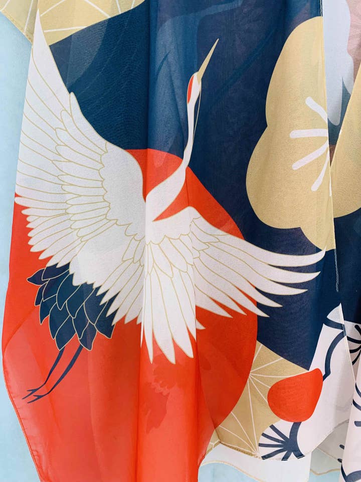 JC Sunny Fashion - Wholesale Kimono – Women's - JC070938 Japanese Crane Kimono1