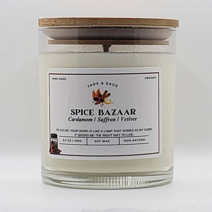 SPICE BAZAAR SOY 8.5 OZ. CANDLE for wholesale by Jade & Sage LLC
