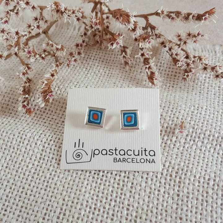 PASTACUITA - Wholesale Stud/Post Earrings - Small square earrings. A basic in our catalog, "Millefiori"15