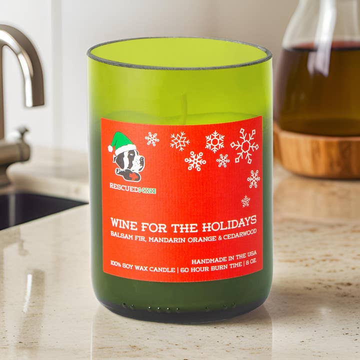 Rescued Wine Candles - Wholesale Jar/Filled Candle - Wine for the Holidays -Eco- Holiday Candle Christmas - Gift1
