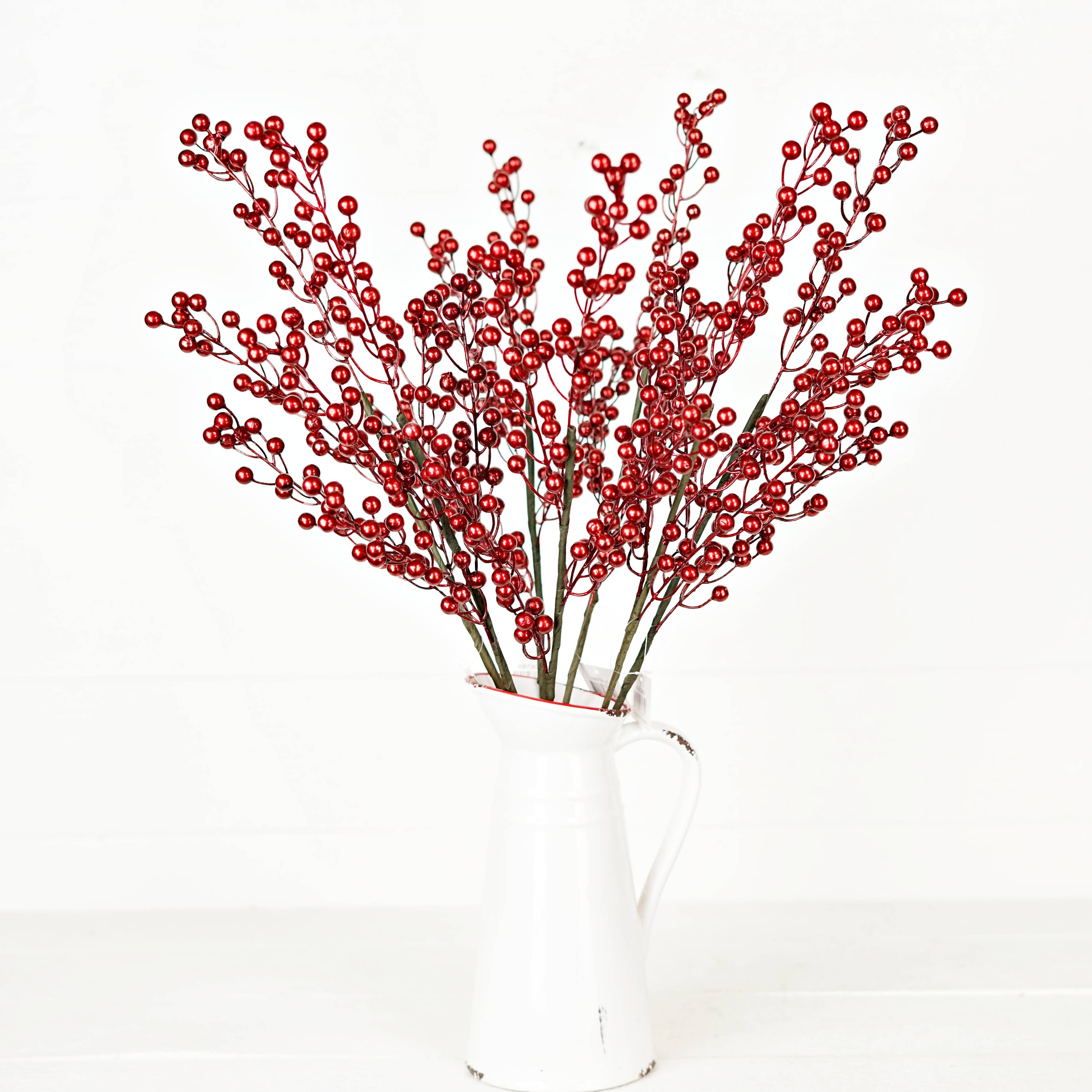 Impressive Enterprises, Inc. - Wholesale Christmas Decoration - ISB73831- 24"Metalic Holly Berry Branch-Red-3