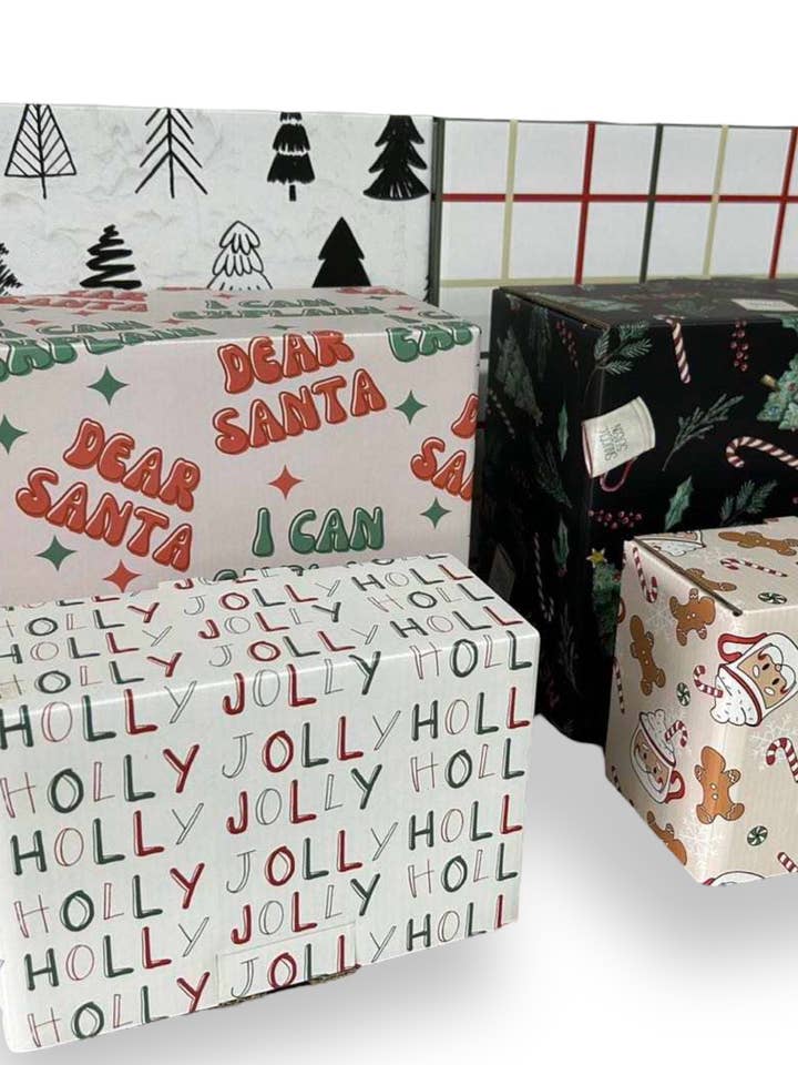 6 Piece Holiday Decorative Shipping / Gift Boxes for wholesale by Crate Collectives