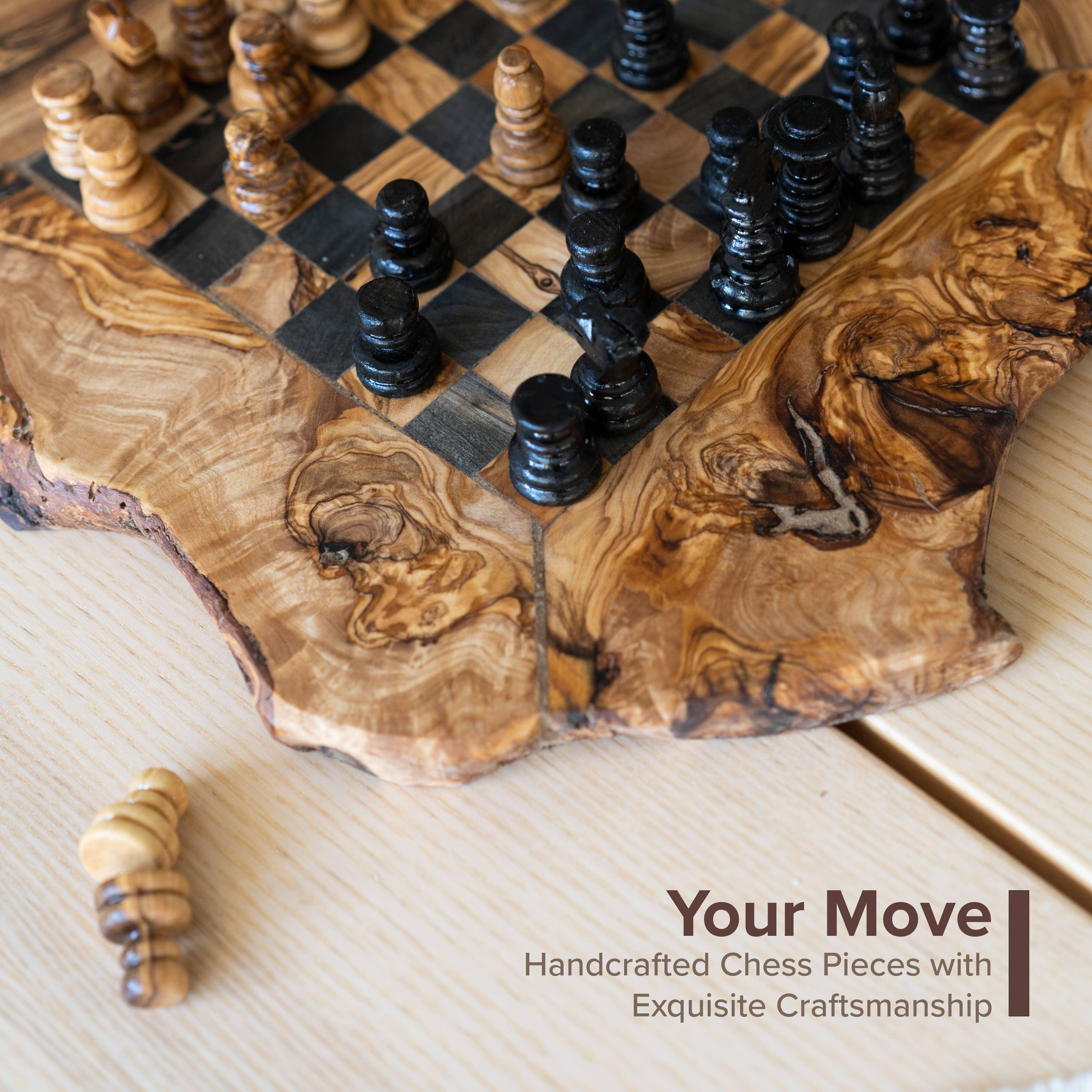 Next Day Shop - Wholesale Board Game - Wood Chess Set Handmade of Olive Wood, Antique Chess2