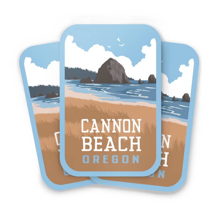 Cannon Beach, Oregon Weatherproof Sticker for wholesale by Recollection Project