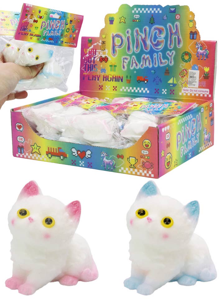 Fuzzy Persisk Katt Mochi Squishy Väska - 16 st för wholesale av Cap Zone