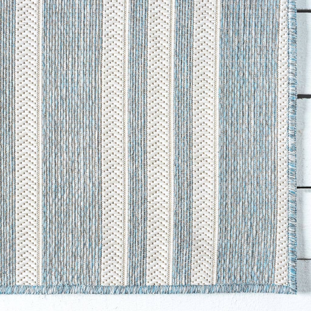 Abani Rugs - Vendita all'ingrosso Tappeto - Tappeto da Interni/Esterni a Righe Orizzontali Blu Oceano5
