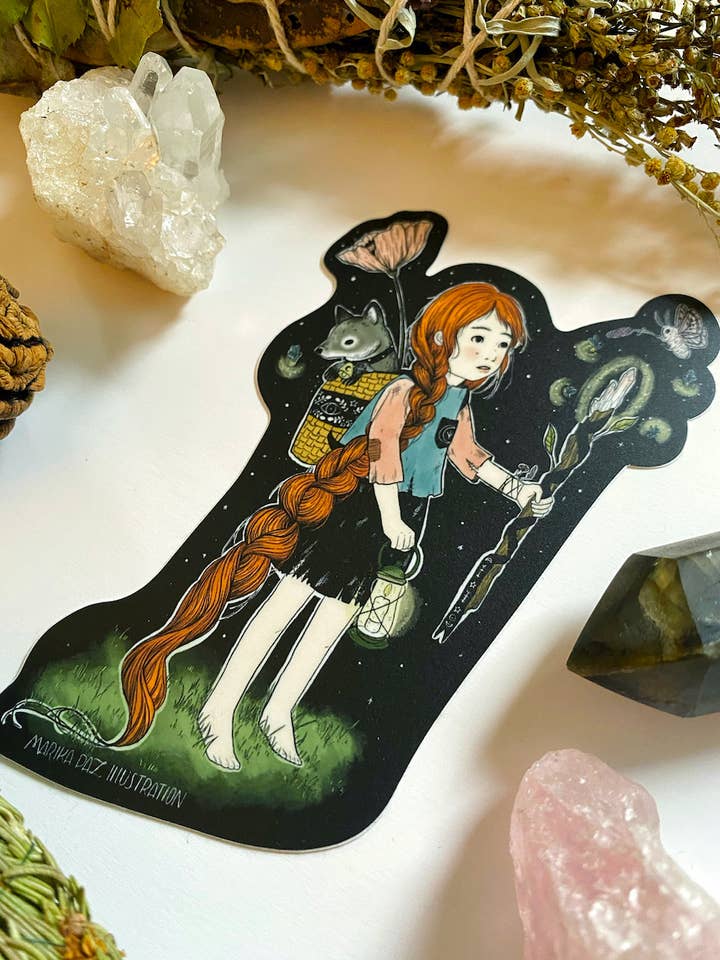 Autocollant Sorcière Forêt pour la vente par Marika Paz Illustration