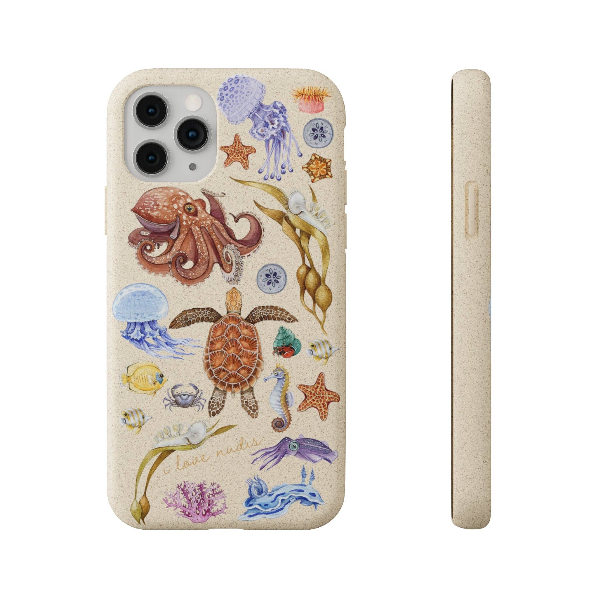 I LOVE NUDIS - Wholesale Phone Case - Unisex - I LOVE NUDIS™ Watercolor Ocean Creatures Biodegradable Phone Case2