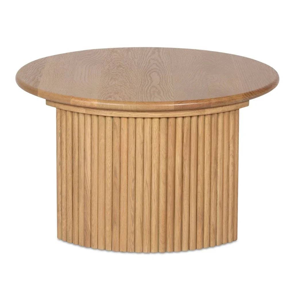 LOOMLAN - Wholesale Coffee Table - Penny Solid Oak Top Round Coffee Table18