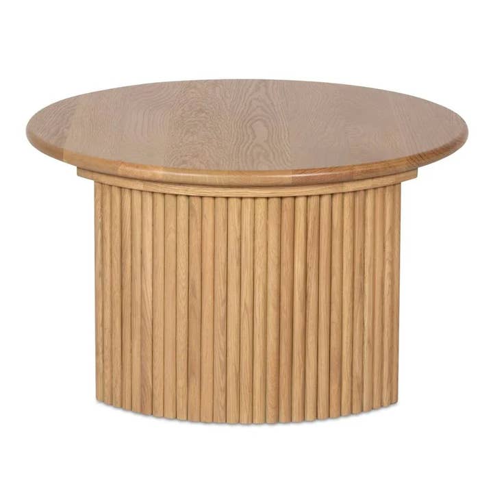 LOOMLAN - Wholesale Coffee Table - Penny Solid Oak Top Round Coffee Table18