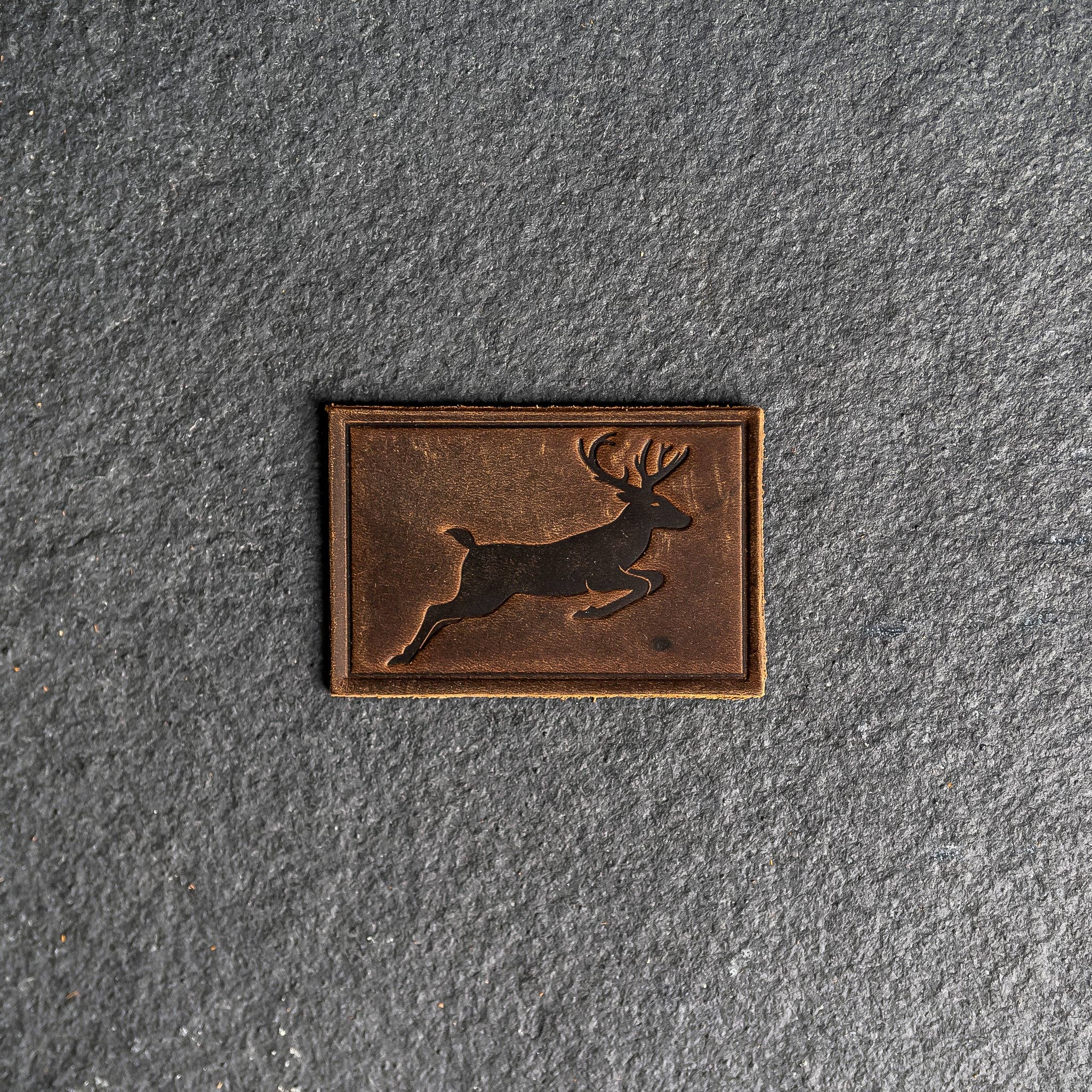 Ox & Pine – wholesale Patch – Deer Stamp Leather Patches with Optional Hook and Loop Fastener2