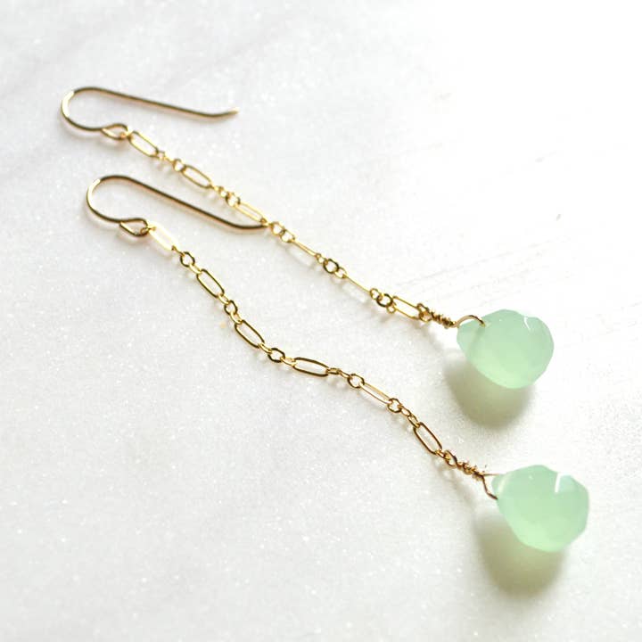 Light Green Chalcedony Earrings for wholesale by Salty But Sweet