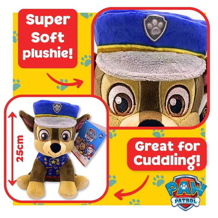Baby Republic – wholesale Stuffed/plush toy – Kids & baby – Paw Patrol Chase 25cm Medium Sitting Plush2