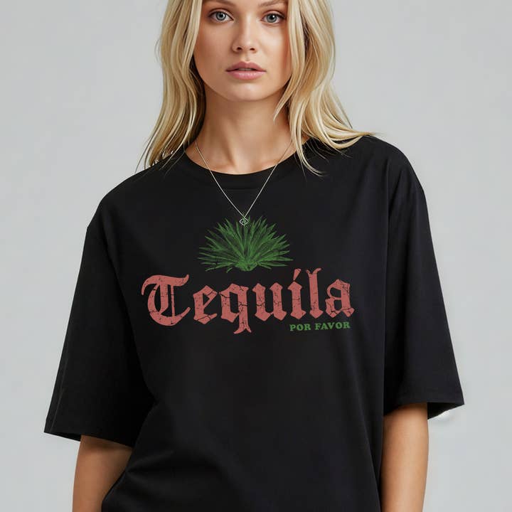 Women Tequila Graphic Print Oversize Loose Fit Top for wholesale by Amused by Blue