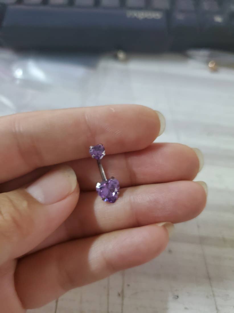 Gemscape UK - Wholesale Belly Ring - Heart shaped Belly Button - Two Stone Design4