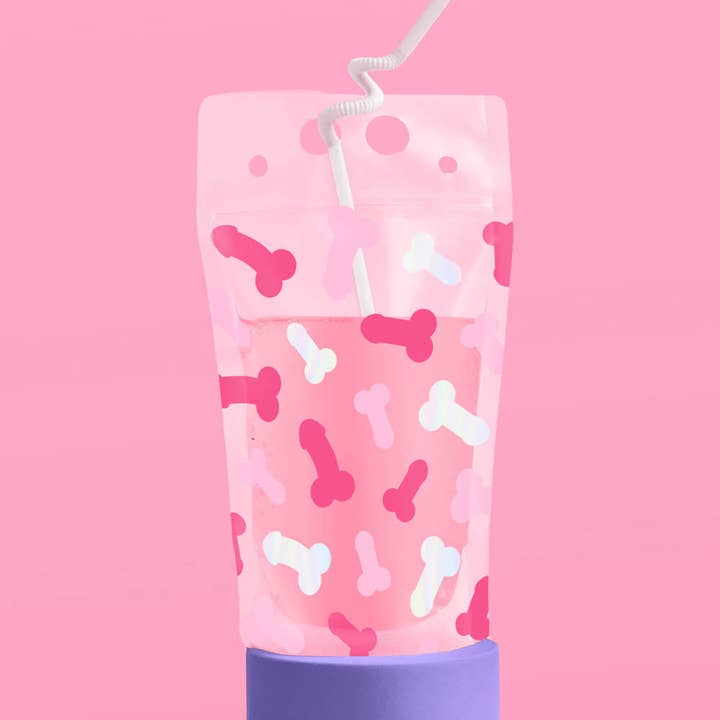 xo, Fetti - Wholesale Disposable Cup - Naughty Penis Bachelorette Drink Pouches, Party Decorations