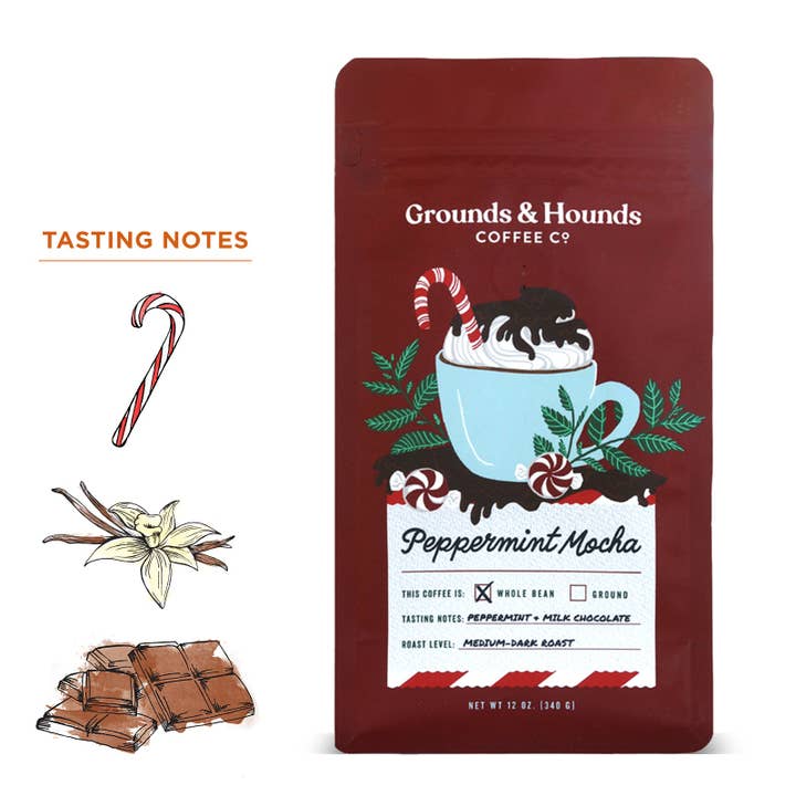 Grounds & Hounds Coffee Co. - Wholesale Ground Coffee - Seasonal Flavor: Peppermint Mocha Coffee1