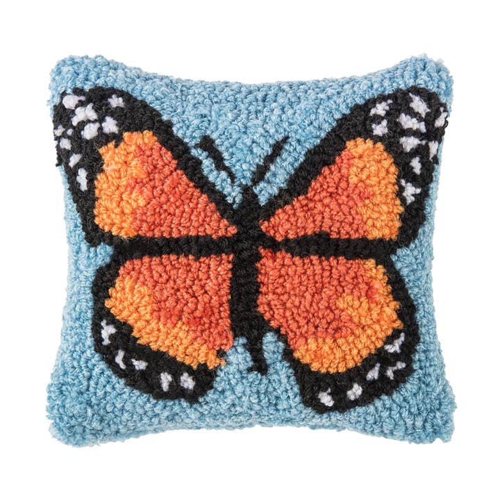C&F Home - Wholesale Throw/Decorative Pillow - 8" x 8" Monarch Butterfly Hooked Pillow