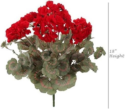 Larksilk - Wholesale Artificial Flowers - Red Geranium Flower Bush | Faux Flowers