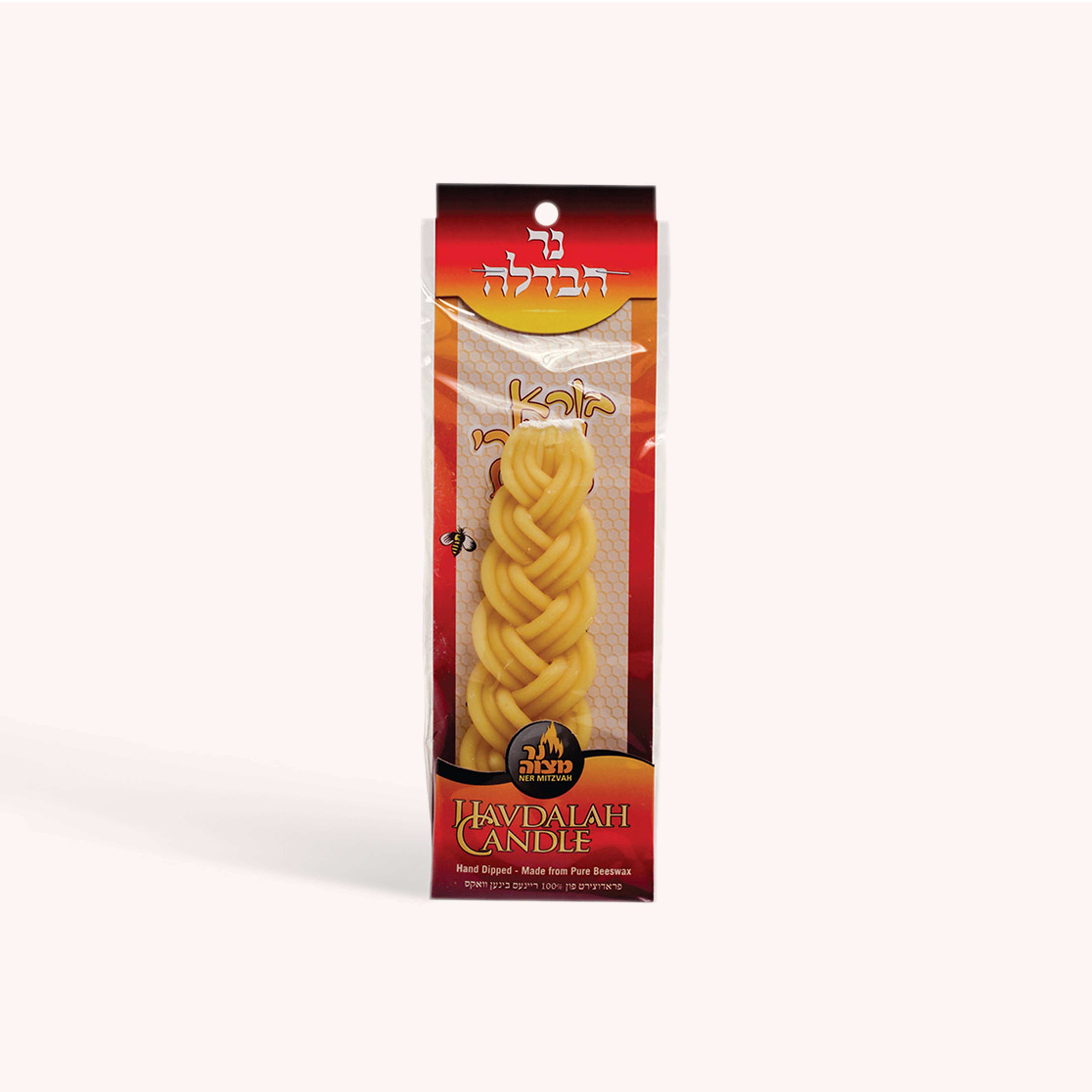 Ner Mitzvah - Wholesale Tapered Candle/Candlestick - Beeswax Braided Havdalah Candle - #230